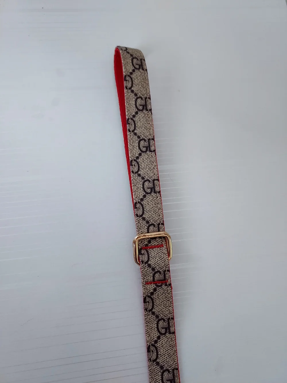 Dog Leash USED   Monogram Canvas and Red Lining Key Strap with Gold